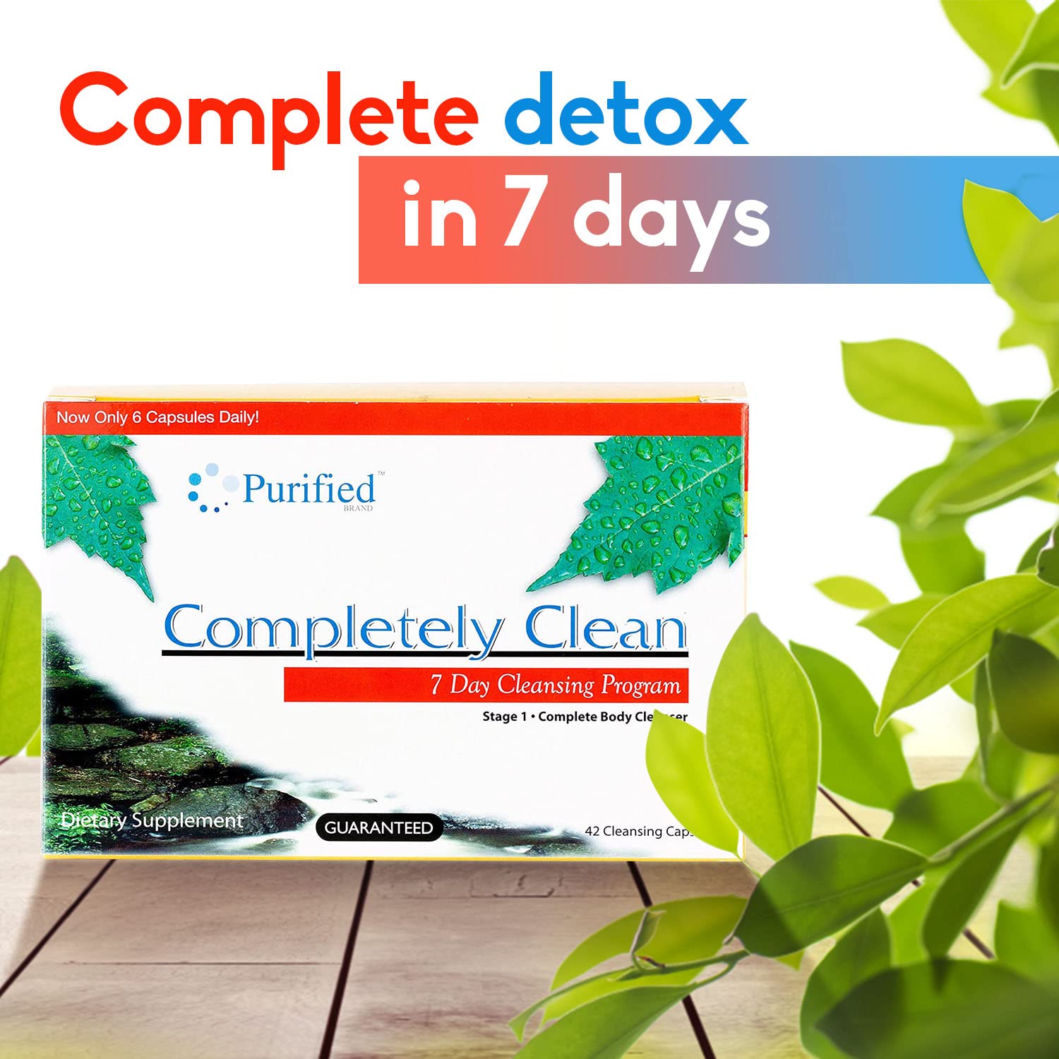 Hand holding Omni Completely Clean capsules suggesting easy daily use.