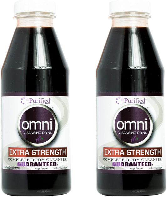 Wellgenix Omni Detox bottle front view with grape flavor and clean label for quick cleanse.