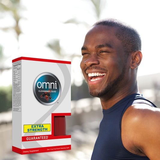 Wellgenix Omni Detox Drink label close-up showing vitamin content and quality.