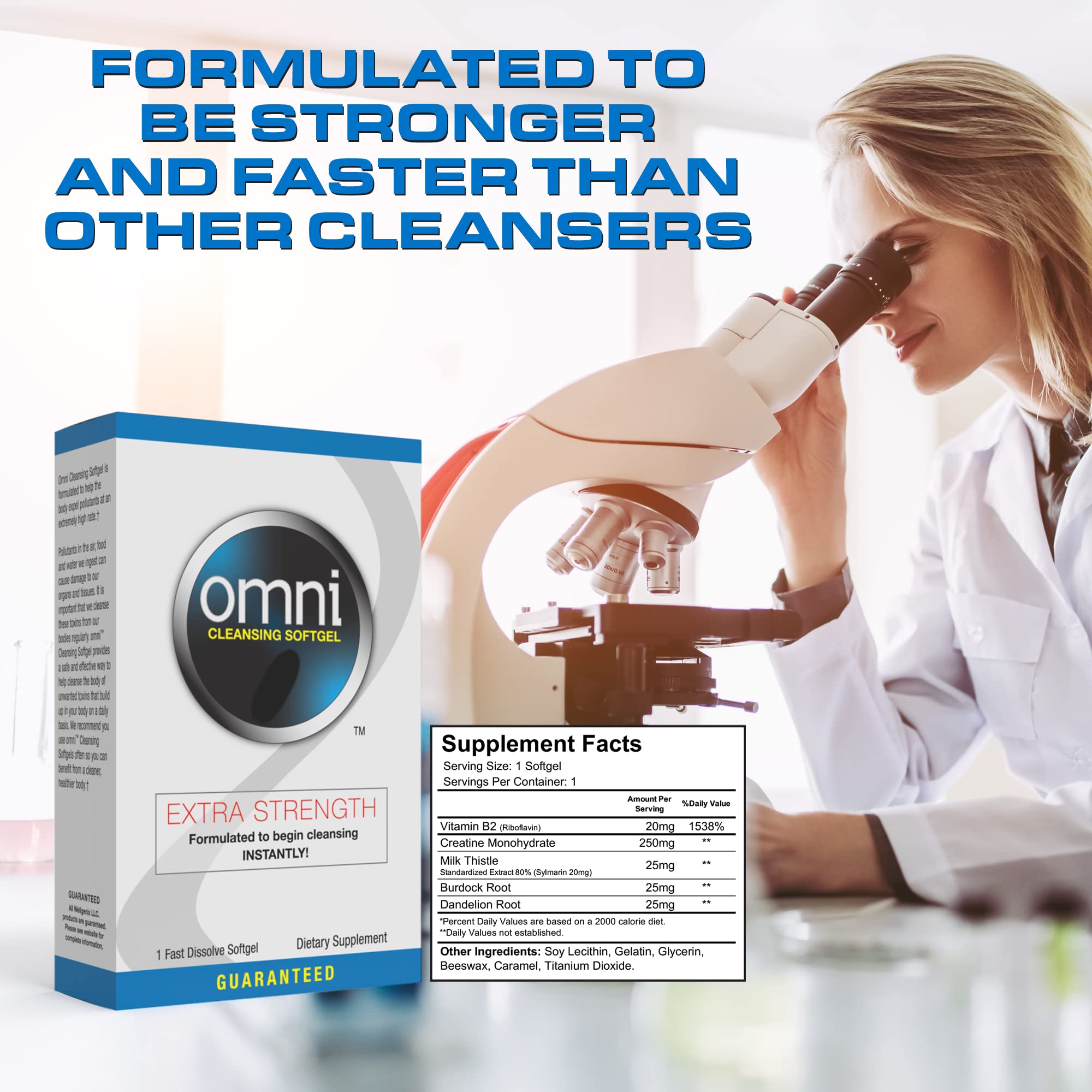 Wellgenix Omni detox softgel bottle featuring milk thistle for liver-friendly support.