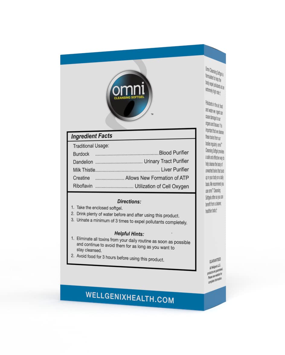 Wellgenix Omni detox softgel on kitchen counter ready for daily routine.