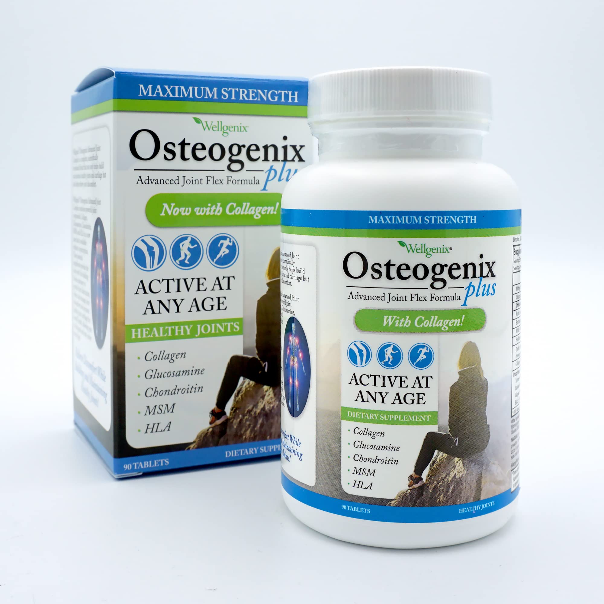 Wellgenix Osteogenix bottle front showing daily joint mobility support.