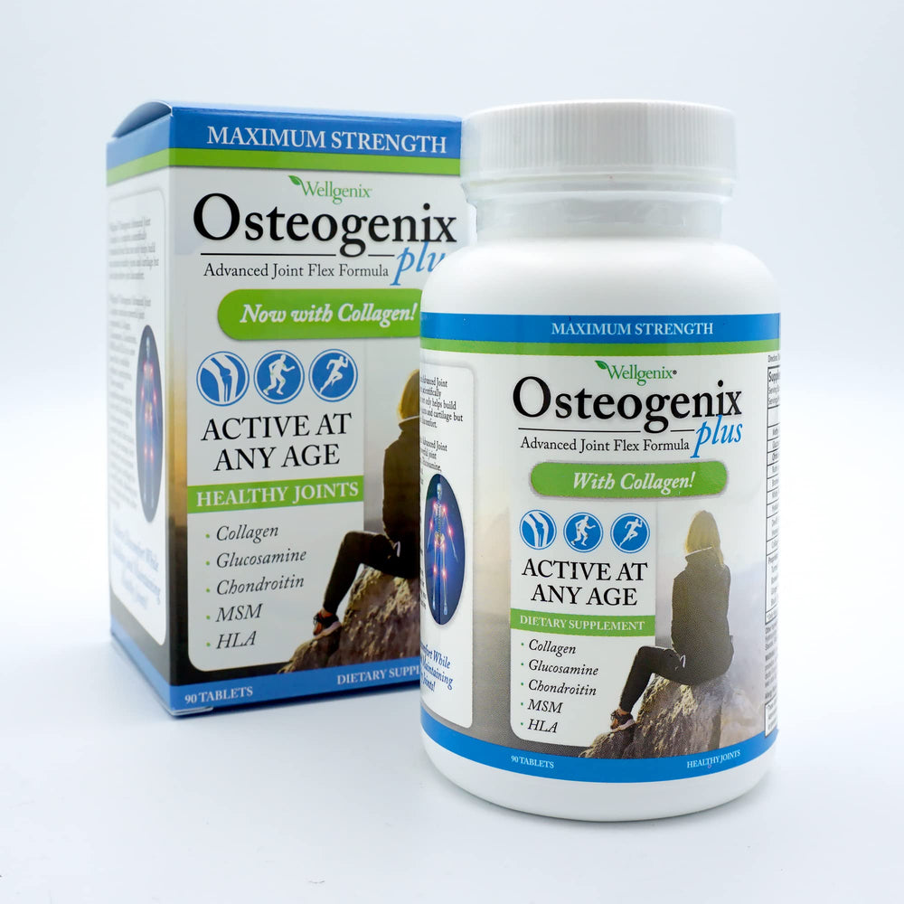 Wellgenix Osteogenix bottle front showing daily joint mobility support.