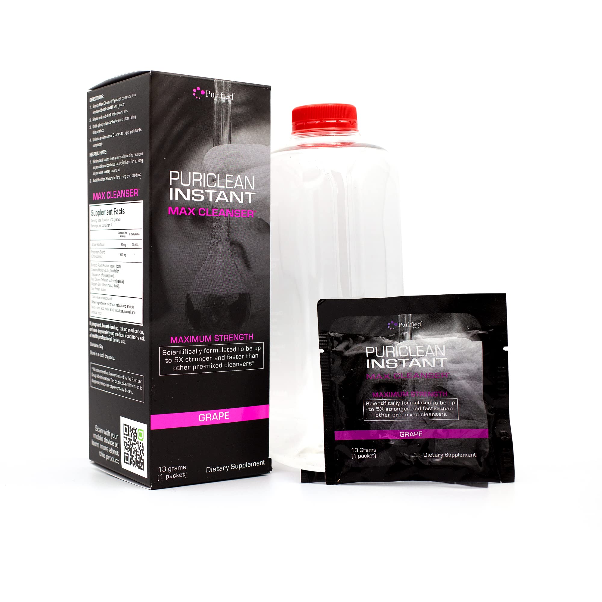 Wellgenix Puriclean Instant MAX Cleaner bottle front view for quick detox routine.