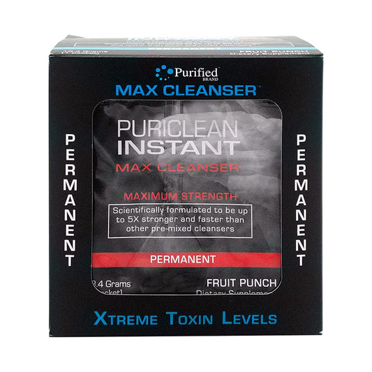 Wellgenix Puriclean Instant Max Cleanser bottle pouring to start a convenient 7-day cleanse.