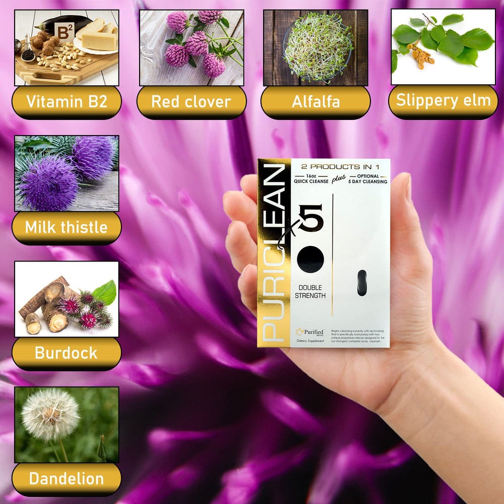 Wellgenix Puriclean X5 plant-based formula label emphasizing natural detox ingredients