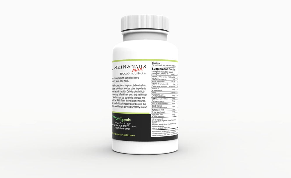 Wellgenix Purvana Max ingredients blend features MSM and B vitamins for skin and resilience.