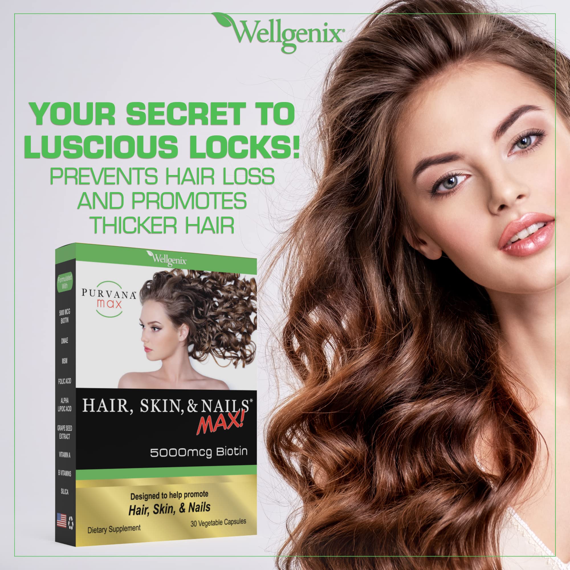 Wellgenix Purvana MAX serving size info highlights one daily capsule.