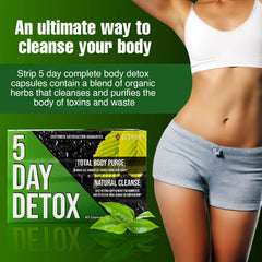 Wellgenix Strip 5 Day Detox on a kitchen counter with fresh fruit, implying healthy lifestyle compatibility