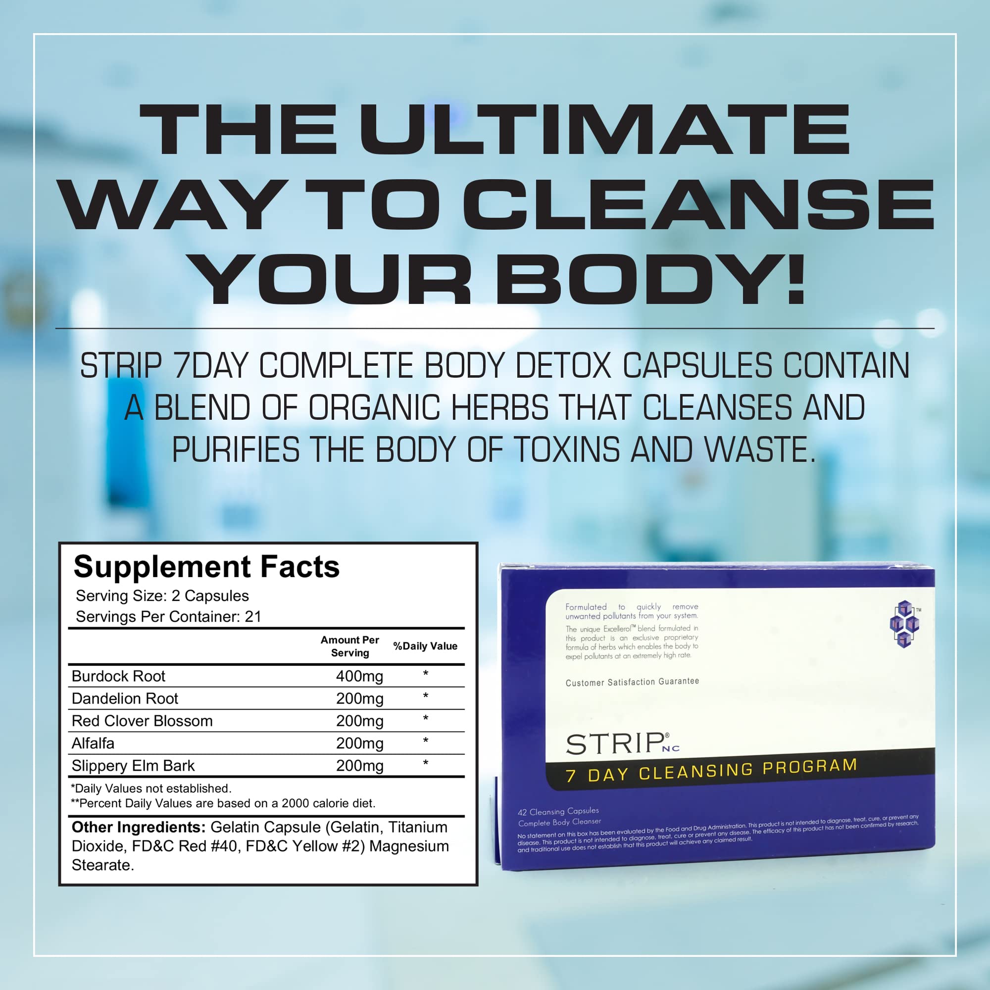 Wellgenix Strip 7 Day Detox capsules with dosage directions depicting cleansing support.