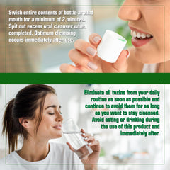 Clear dosage directions for a two-minute swish