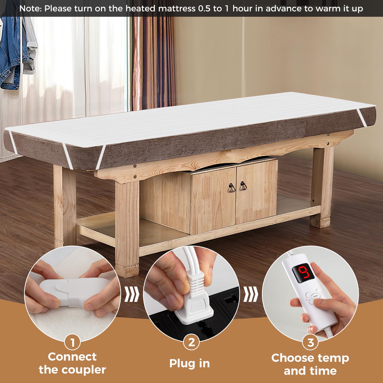 WELLHUT 75x39 inch pad fits beds up to 20 inches.