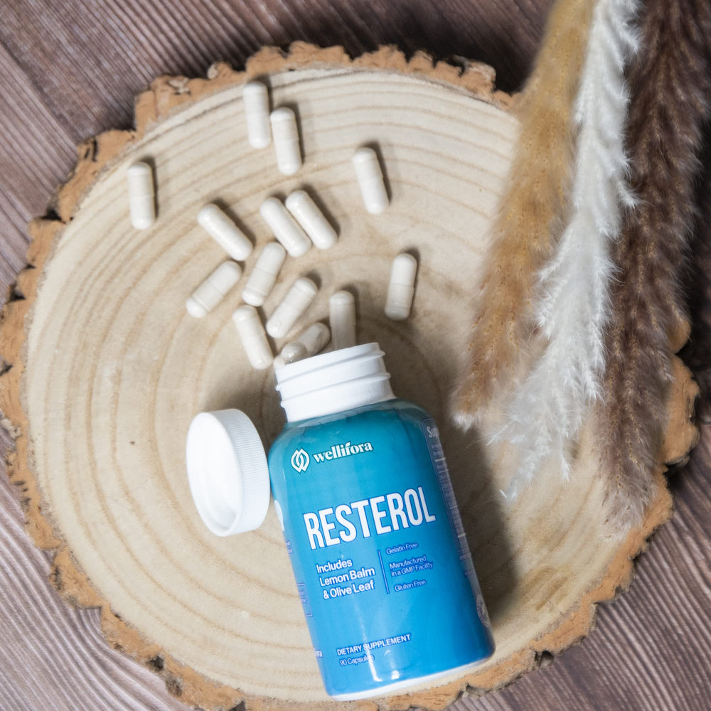Wellifora Resterol ingredients close-up features tyrosine, copper, vitamins supporting skin health