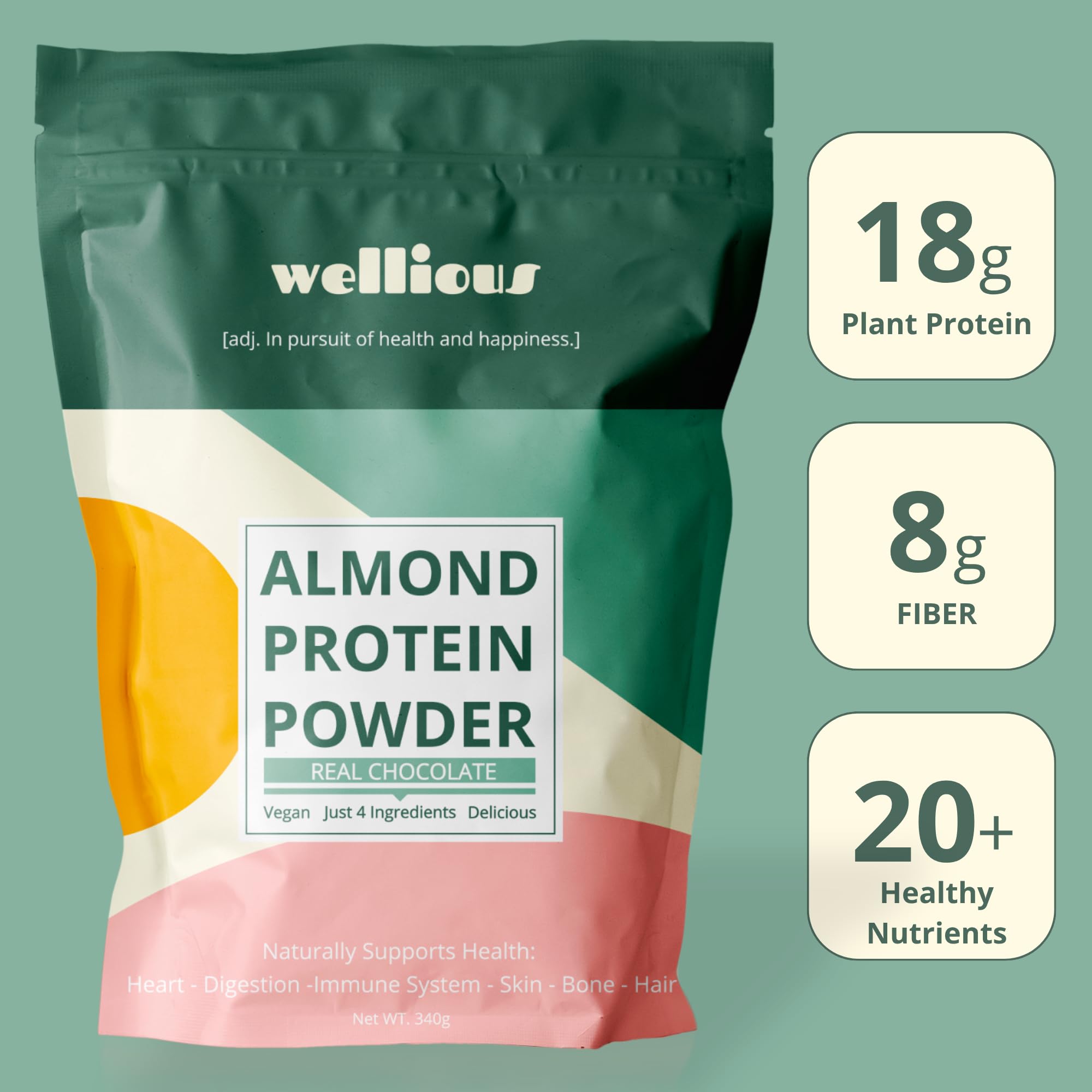Bowl of oats with Wellious Almond Protein Powder Chocolate mixed in