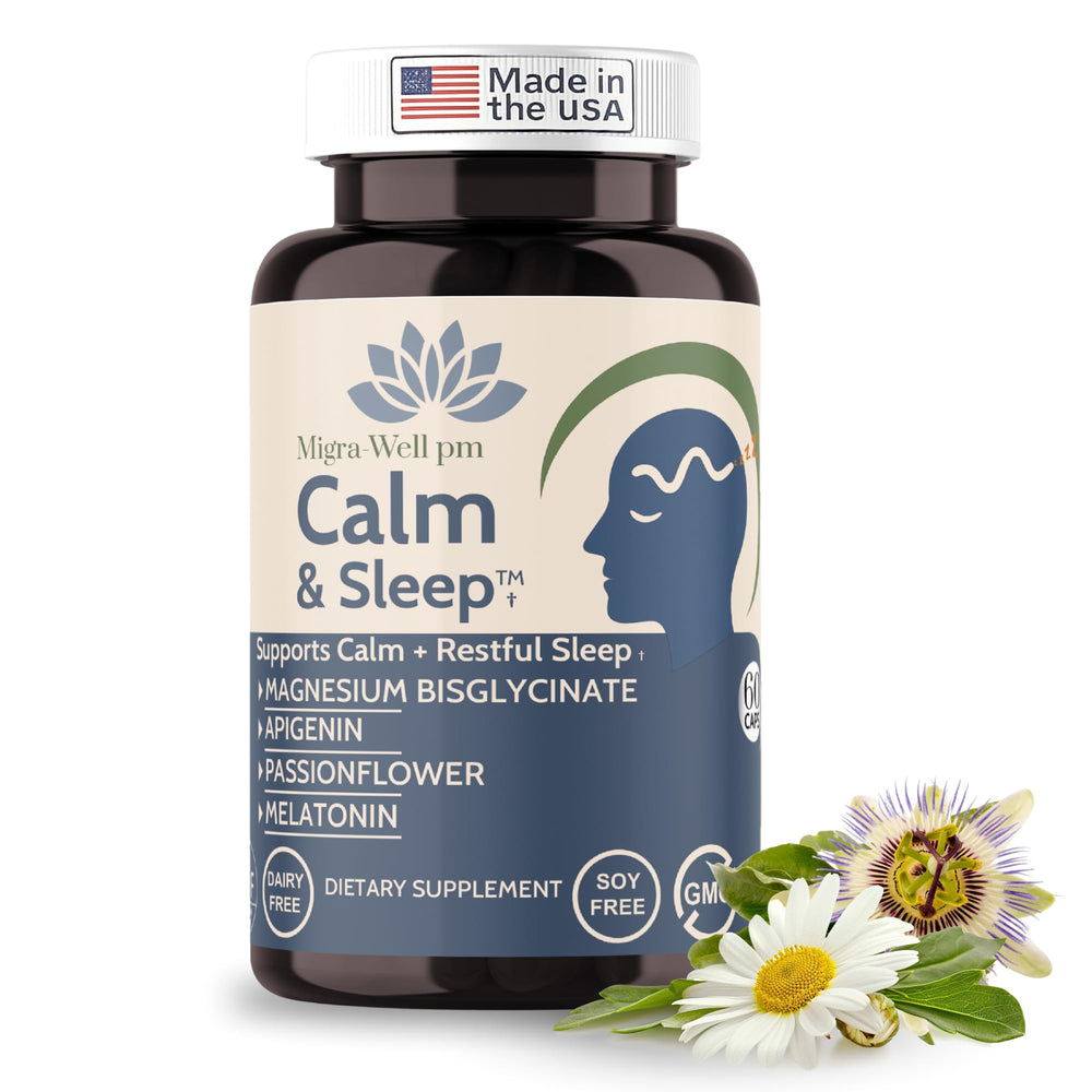 Wellkasa Migra-Well capsules close-up, ready for a gentle bedtime routine.