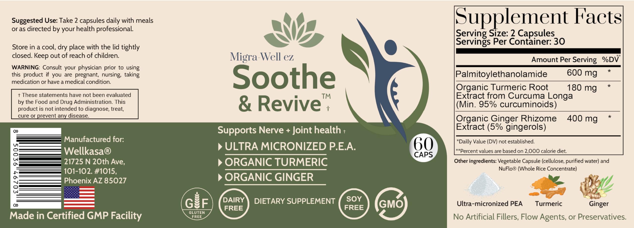 Wellkasa Migra-Well EZ scene with supplement and glass of water