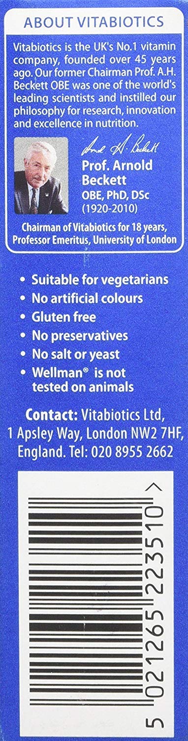 Wellman 50+ tablets close-up, small and easy to swallow.