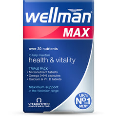 Wellman Max 84-pack bottle front view for daily multi-nutrient support.