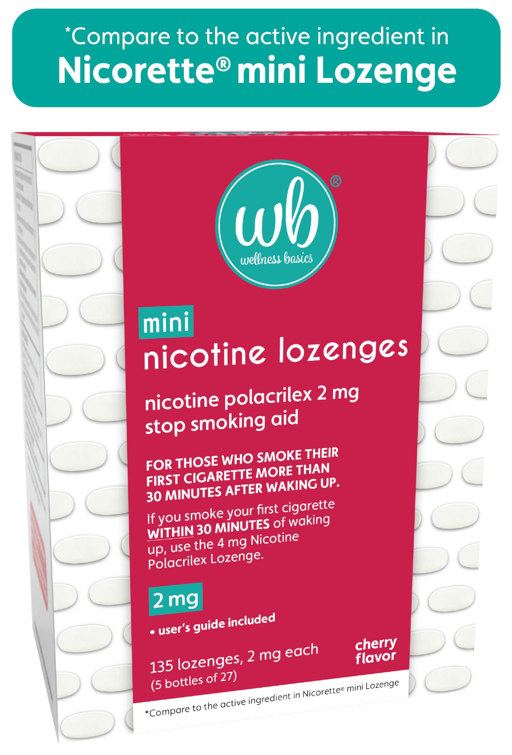 Wellness Basics cherry flavor lozenge close-up suggests pleasant taste while reducing cravings