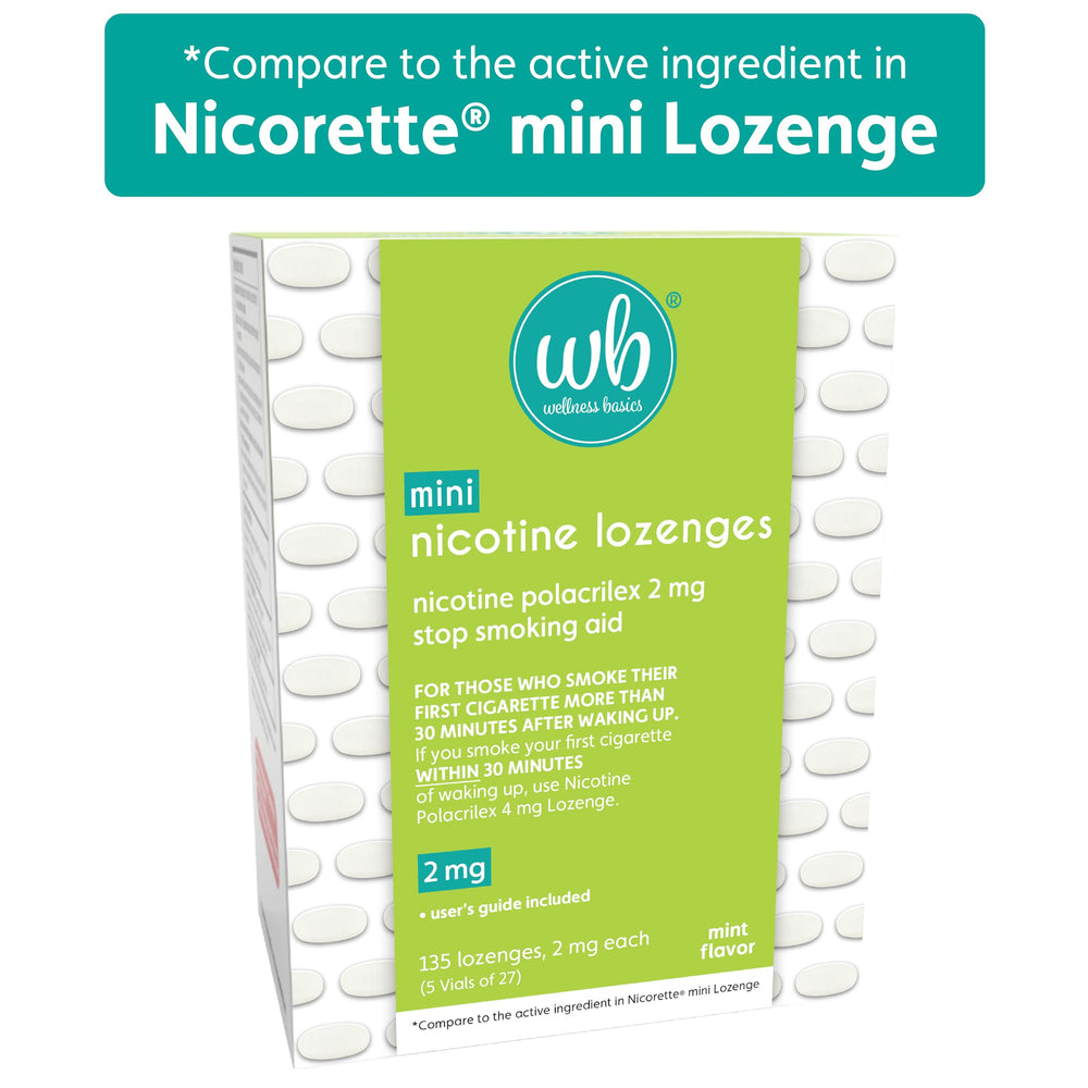 Wellness Basics 2mg mint lozenge with five-count vial set for daily use