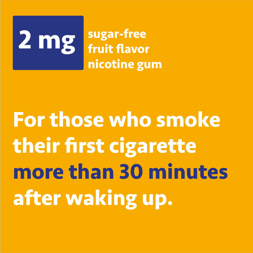 Wellness Basics nicotine gum 2mg piece being chewed to manage urge