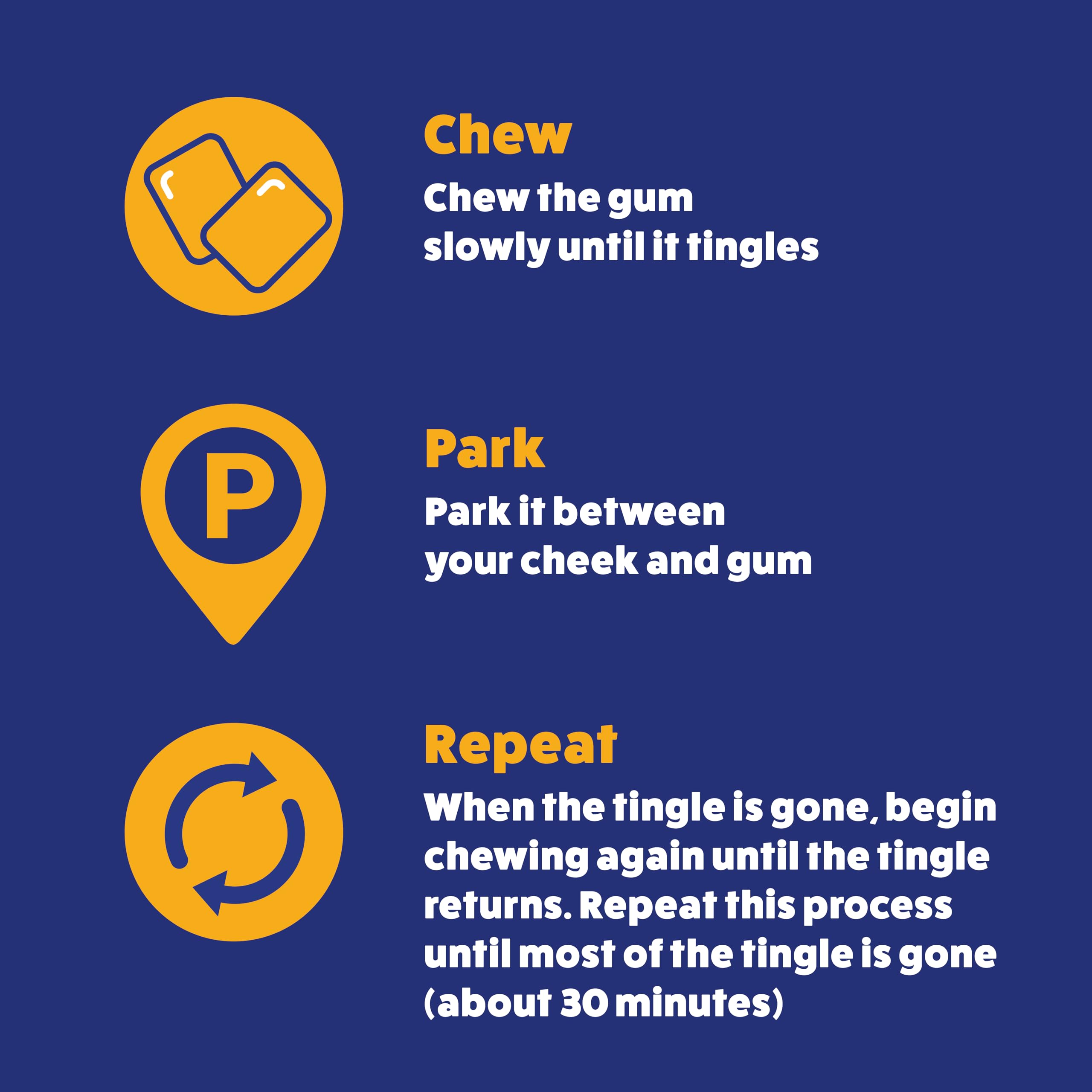 Wellness Basics nicotine gum 2mg usage instructions image with chew routine