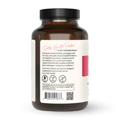 The Wellness Company dental probiotic tablets close-up highlighting 60-count chewables for convenient daily use.