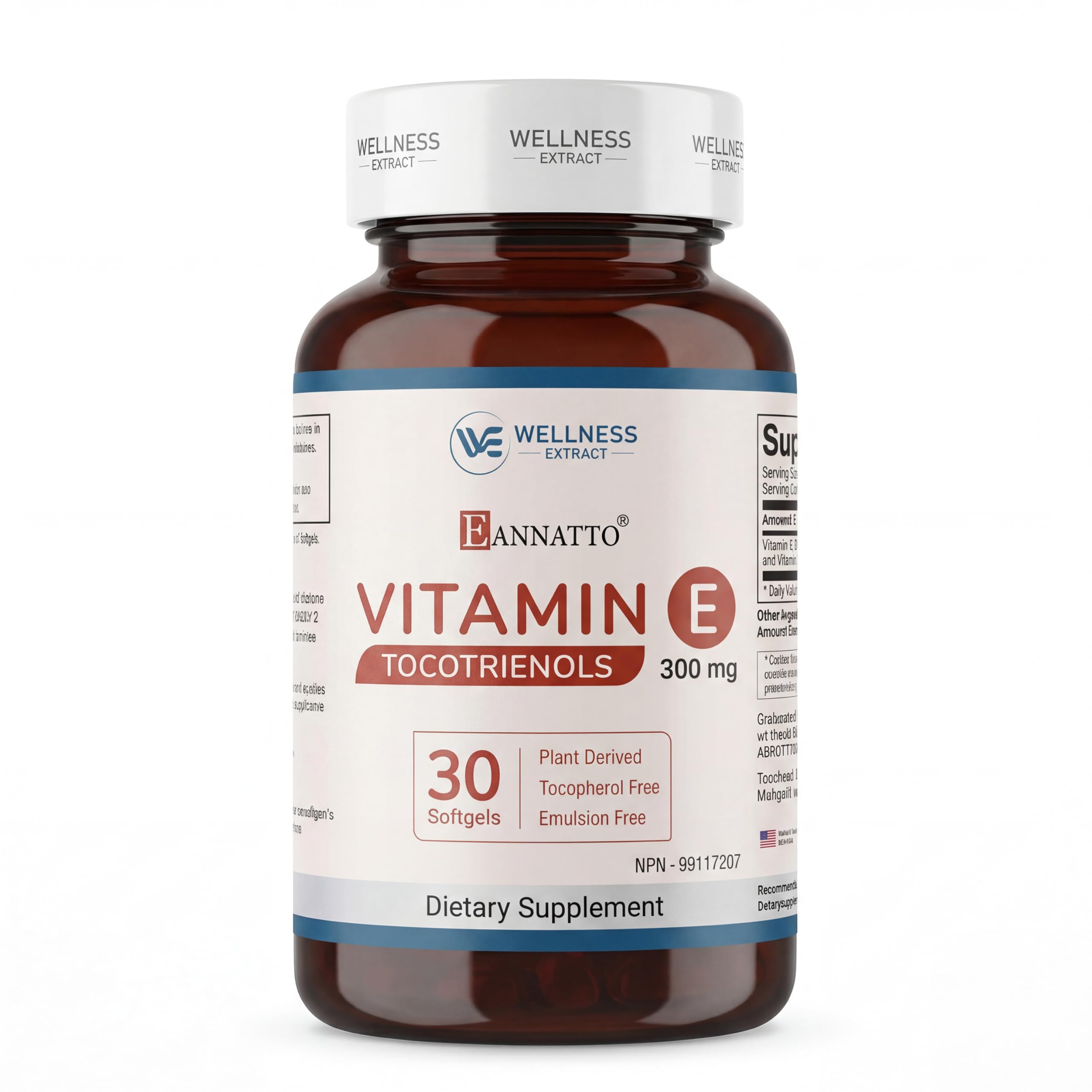 WELLNESS EXTRACT annatto tocotrienols softgel bottle offers antioxidant support for daily wellness.