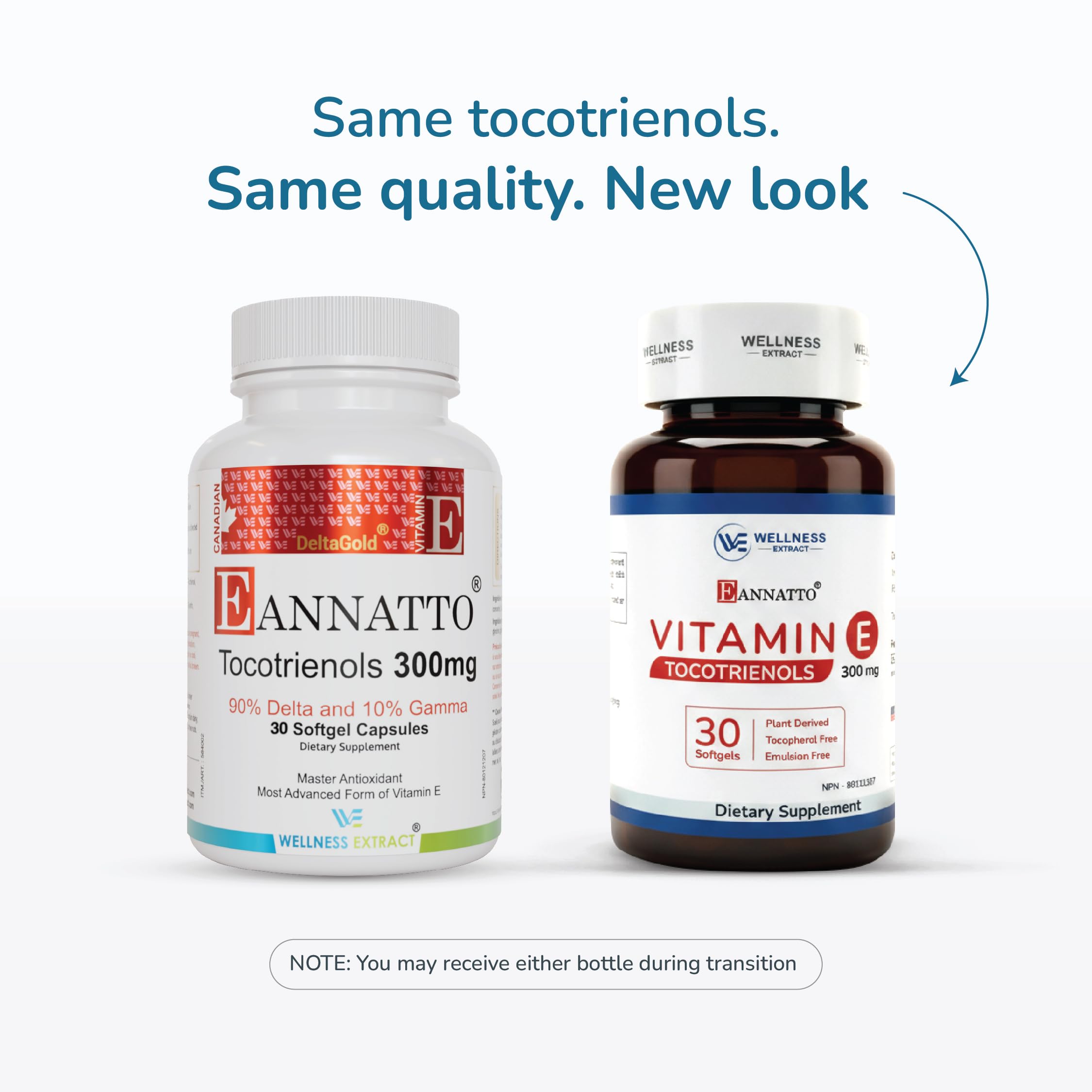 WELLNESS EXTRACT annatto tocotrienols softgel close-up highlights smooth capsules for easy swallowing.