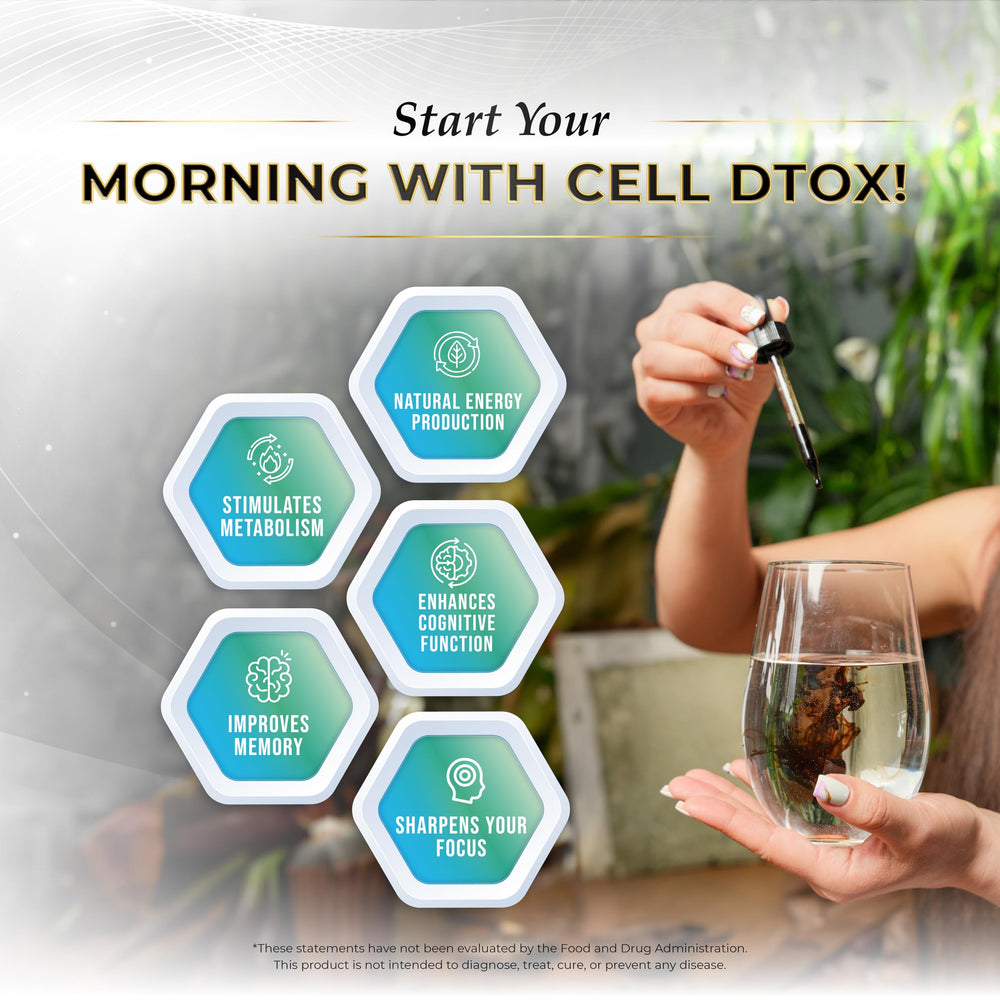 Glass of water with Wellness Extract Cell Dtox illustrates pH balance and mineral hydration.