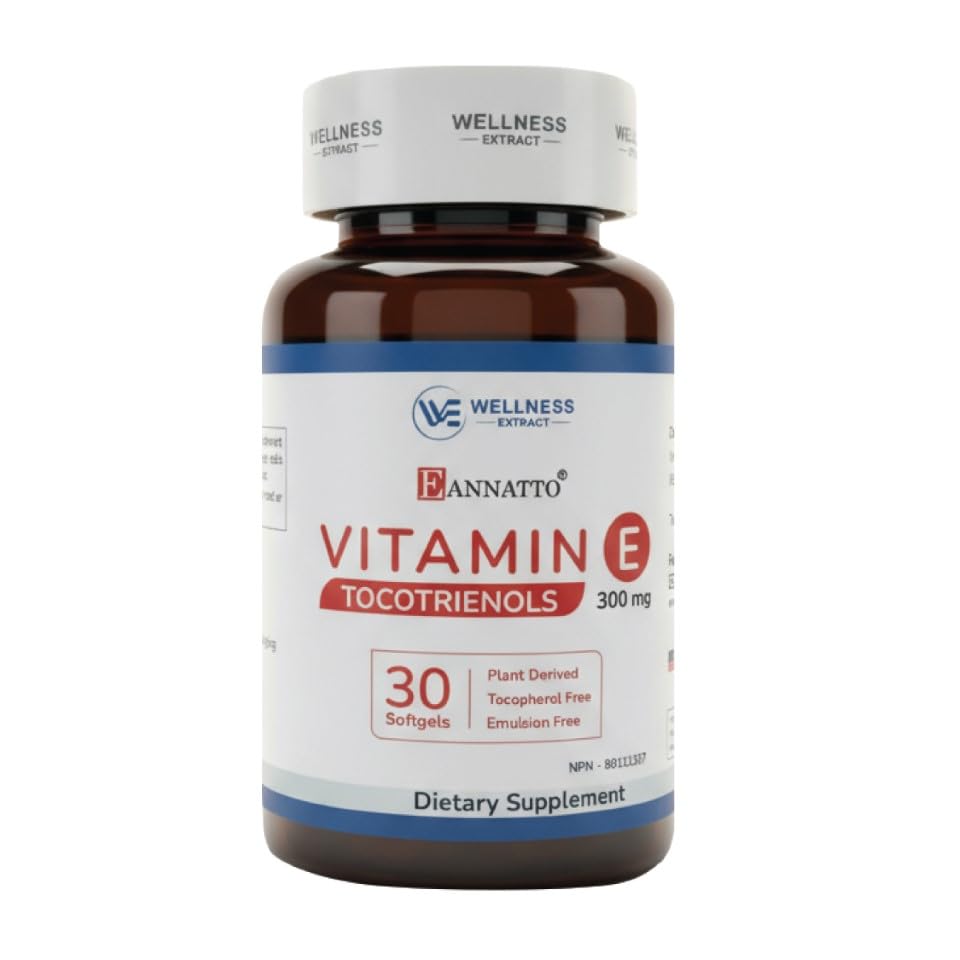 Wellness Extract Eannatto Tocotrienols packaging showing GMP quality and DeltaGold purity