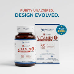 Wellness Extract tocopherol-free formula label highlights targeted tocotrienol benefits.