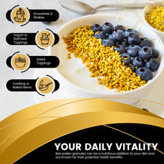 WellnessLabsRx Bee Pollen Granules in smoothie for natural energy