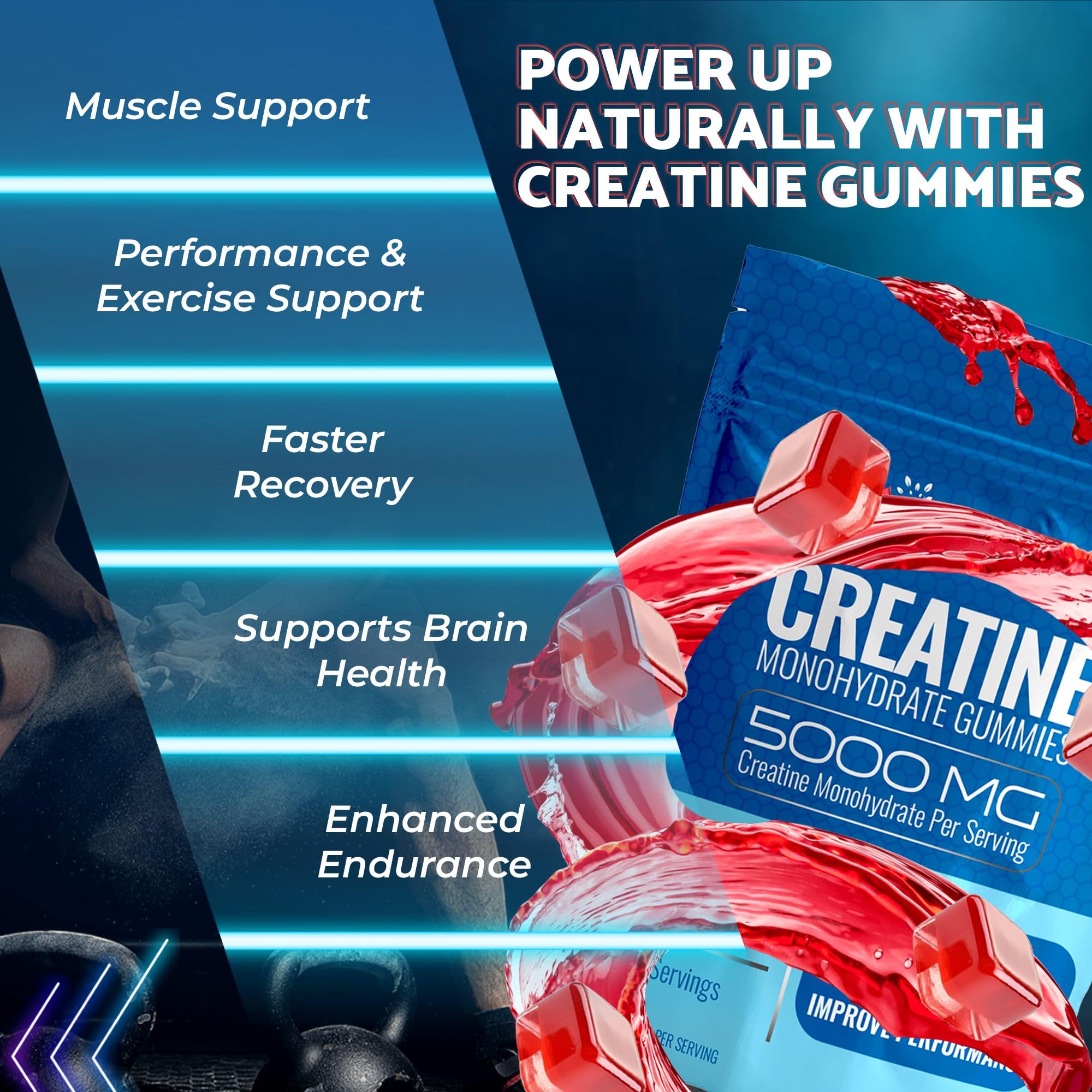 WELLNESS LABSRX Creatine Gummies ingredient panel highlights vegan, gluten-free formula.