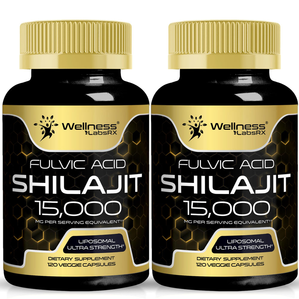 WELLNESS LABSRX Himalayan Shilajit bottle shown for convenient daily use.
