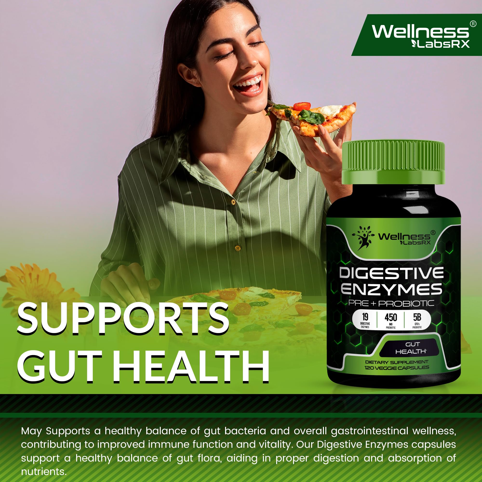 Wellness LabsRx immune support graphic hints at gut-immune connection.