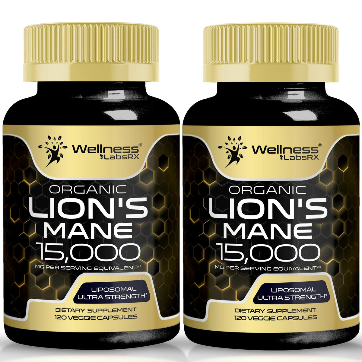 WELLNESS LABSRX Lions Mane capsules bottle for daily focus and mental clarity.
