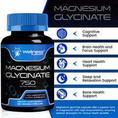 Wellness LabsRx magnesium glycinate with digestive enzymes icon emphasizes gentle digestion.