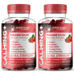 Wellness LabsRx Magnesium Glycinate Gummies bottle front shows strawberry flavor for daily relaxation