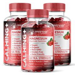 WELLNESS LABSRX Magnesium Glycinate Gummies bottle front, strawberry chew for relaxation potential