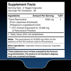 Wellness LabsRx Resveratrol 1000mg bottle label emphasizing vegan, gluten-free, and non-GMO ingredients