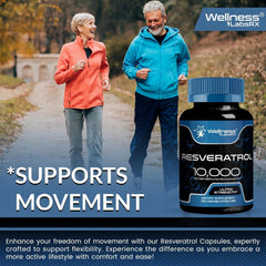 Wellness LabsRx Resveratrol 1000mg bottle on counter for easy daily routine