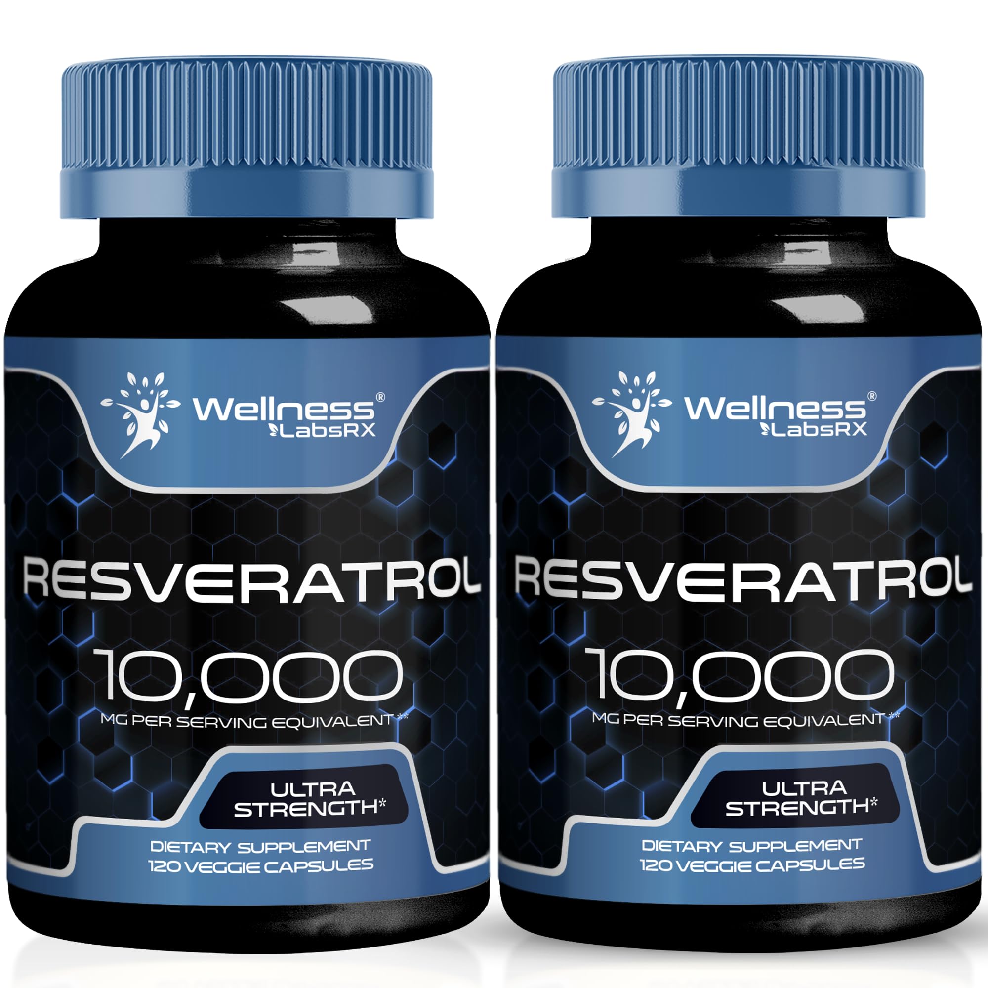 Wellness LabsRx Resveratrol 1000mg capsules bottle showing easy daily use and potential heart support