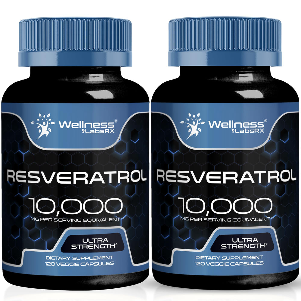 Wellness LabsRx Resveratrol 1000mg capsules bottle showing easy daily use and potential heart support