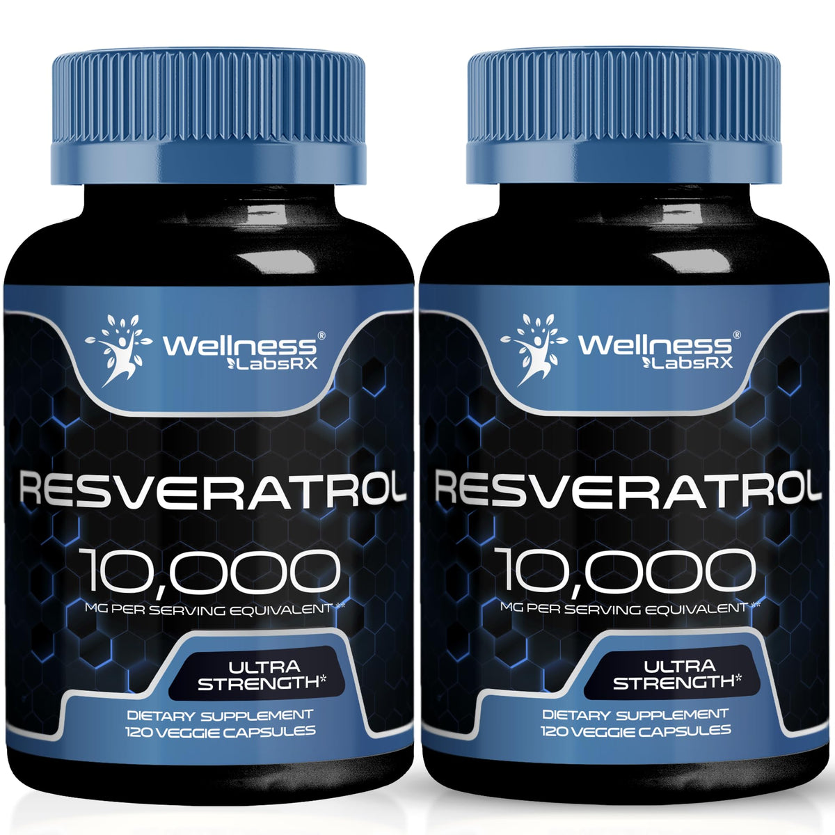 Wellness LabsRx Resveratrol 1000mg capsules bottle showing easy daily use and potential heart support