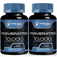 Wellness LabsRx Resveratrol 1000mg capsules bottle showing easy daily use and potential heart support