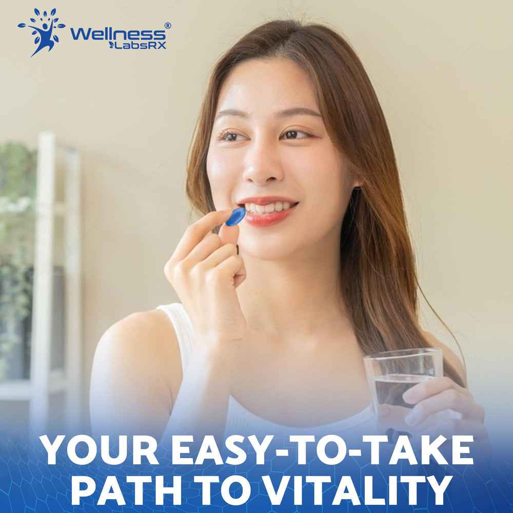 WELLNESS LABSRX softgel capsules texture closeup.