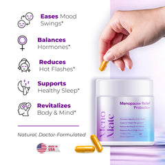 Wellness Nest MenoMate label and packaging showcase vegan, gluten-free supplement for menopause support