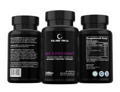 Wellness Primal melatonin-free sleep aid capsules arranged for display