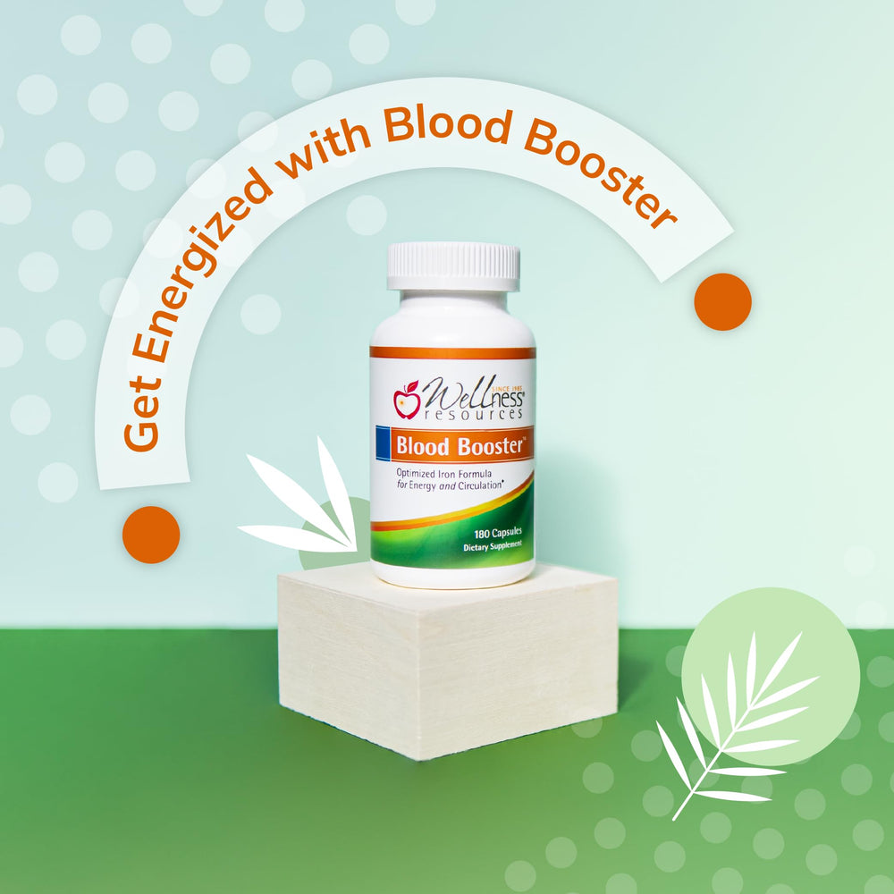 Wellness Resources Blood Booster iron ingredients including methylfolate and B vitamins